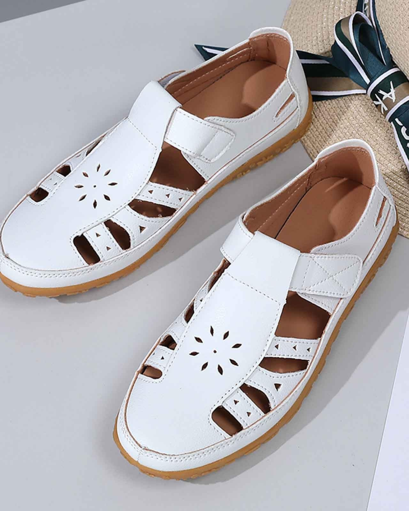 Ivy Women's Closed Toe Sandals – Breathable Cut-Out Sandals for Summer Walking