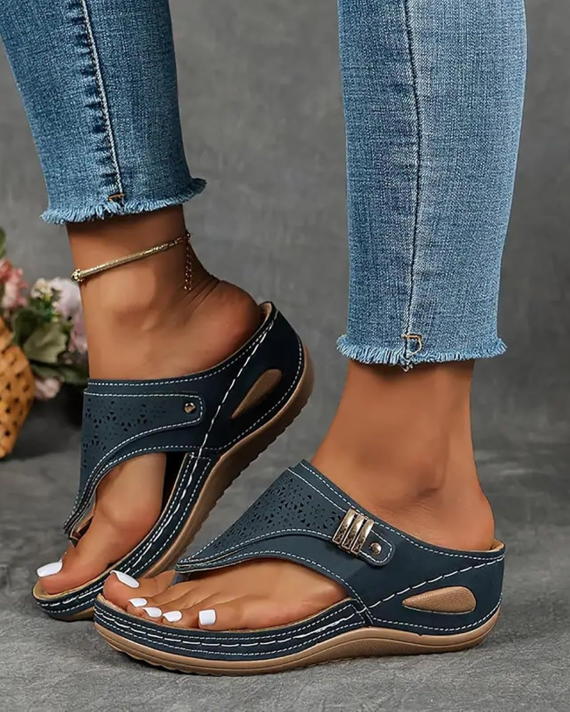 Sienna Women's Wedge Flip Flops – Slip-On Platform Sandals with Cushioned Footbed