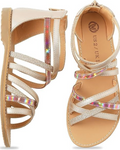 Poppy Girls' Strappy Sandals – Colorful Open Toe Sandals with Back Zipper