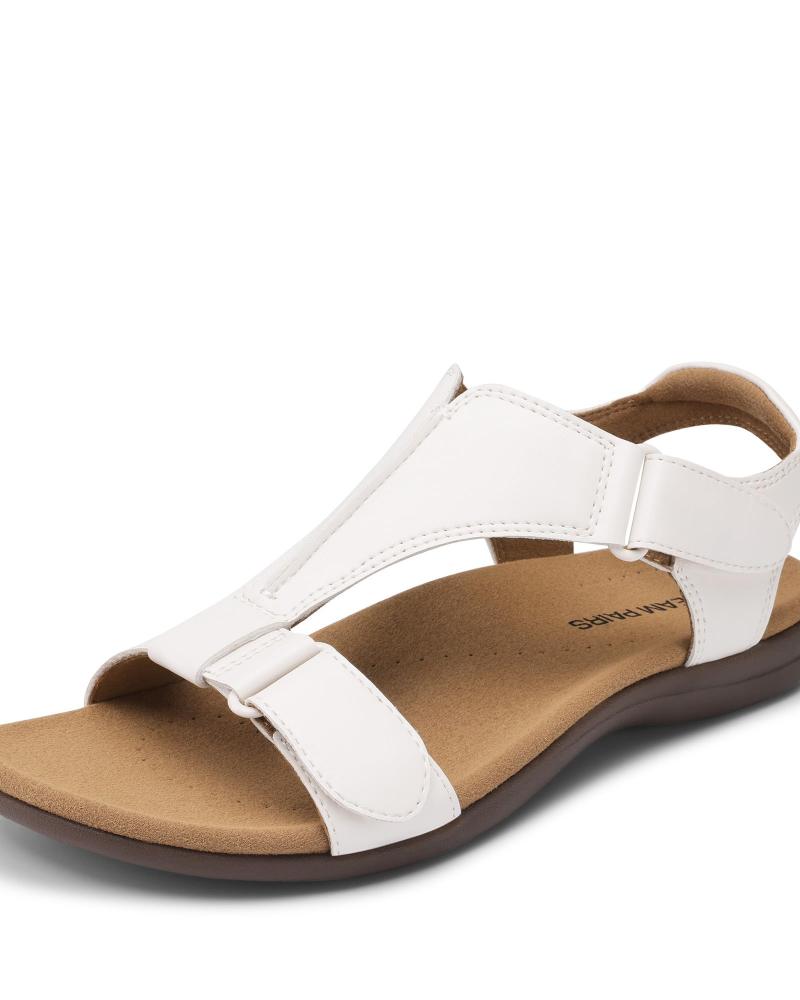 Ella Women's T-Strap Sandals – Arch Support Walking Sandals with Adjustable Straps