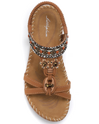 Chloe Women's Bohemian Sandals – Rhinestone T-Strap Sandals with Arch Support