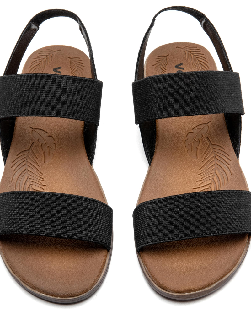 Emma Women's Flat Sandals – Double Band Elastic Strap Sandals for Summer Wear