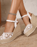 Addie Women's Espadrille Wedge Sandals – Closed Toe Platform Sandals for Summer