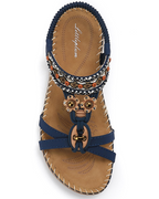 Chloe Women's Bohemian Sandals – Rhinestone T-Strap Sandals with Arch Support