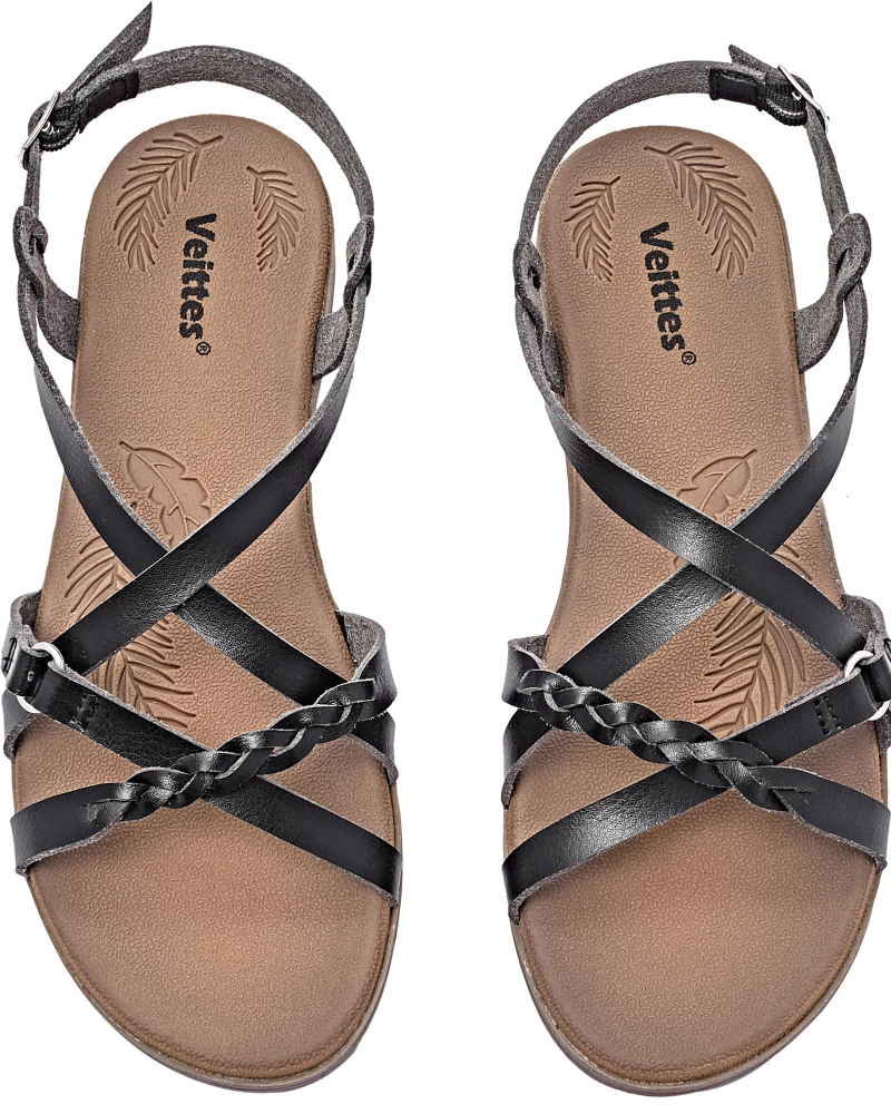 Sophia Women's Braided Flat Sandals – Cross Strap Sandals with Cushioned Footbed