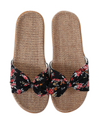 Bella Women's Linen Flat Sandals – Butterfly Bow Open Toe Slippers for Summer