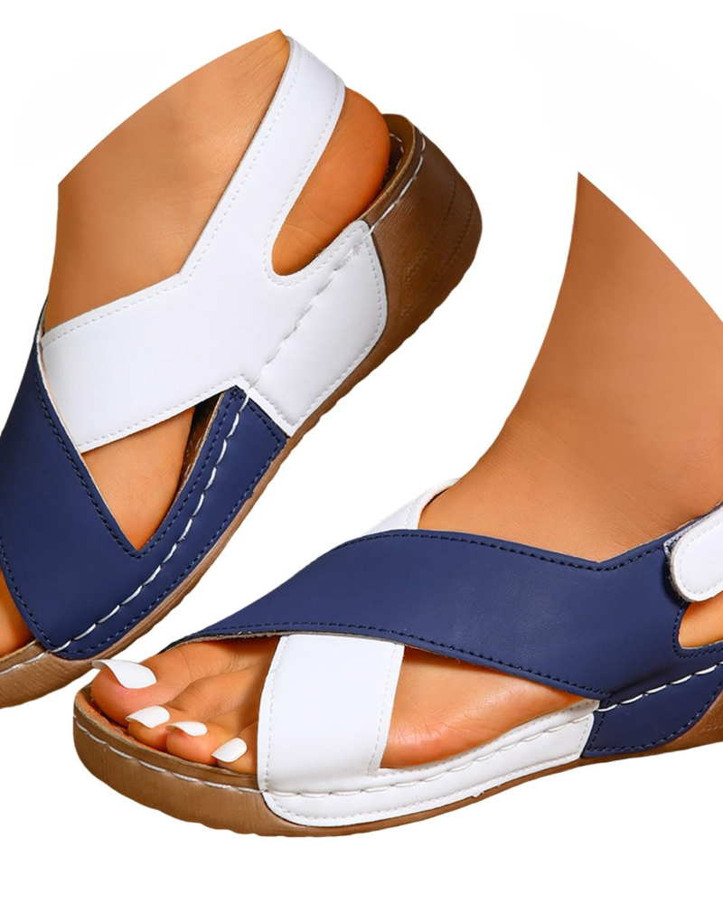 Isabella Women's Platform Sandals – Cross Strap Wedge Sandals for Summer Travel