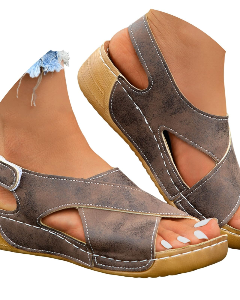 Isabella Women's Platform Sandals – Cross Strap Wedge Sandals for Summer Travel