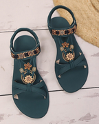 Mila Women's Bohemian Sandals – Rhinestone Elastic Strap Sandals for Summer