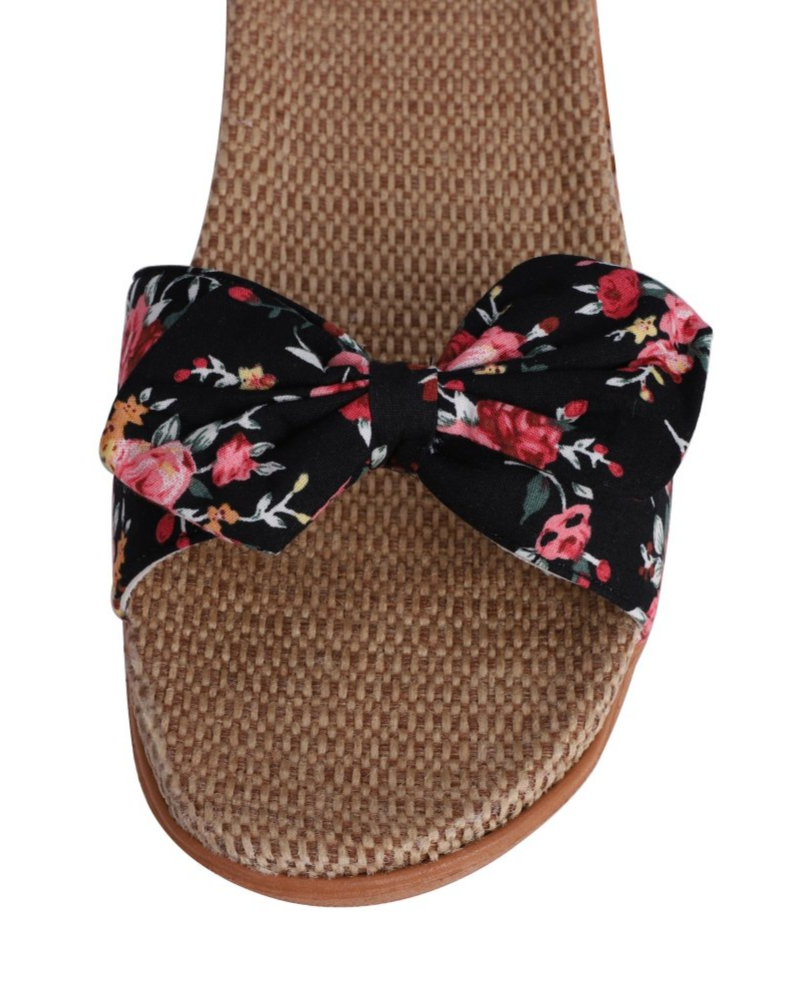 Bella Women's Linen Flat Sandals – Butterfly Bow Open Toe Slippers for Summer