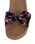 Bella Women's Linen Flat Sandals – Butterfly Bow Open Toe Slippers for Summer