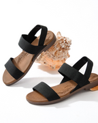 Emma Women's Flat Sandals – Double Band Elastic Strap Sandals for Summer Wear