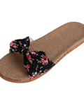Bella Women's Linen Flat Sandals – Butterfly Bow Open Toe Slippers for Summer
