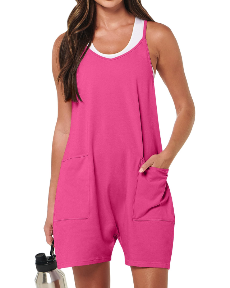Mia Women's Summer Romper – Spaghetti Strap Shorts Jumpsuit for Vacation Wear