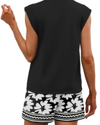 Madison Women's Short Lounge Set – Sleeveless Ruched Top and Drawstring Shorts