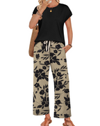 Avery Women's Lounge Set – Cap Sleeve Top and Wide Leg Pants for Travel and Resort Wear