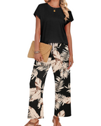 Avery Women's Lounge Set – Cap Sleeve Top and Wide Leg Pants for Travel and Resort Wear