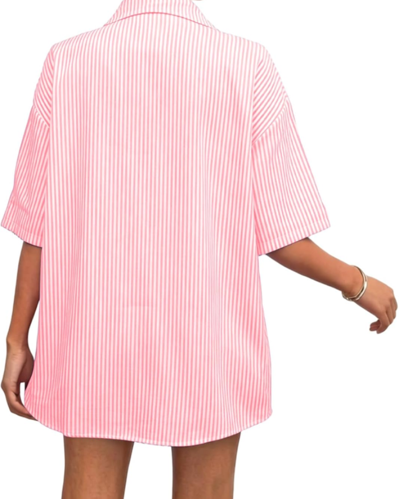 Ava Women’s Striped Summer Set – Shirt & Shorts Co-Ord Casual Outfit