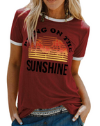 Lily Women's Graphic T-Shirt – Rainbow Letter Tee with Contrast Trim for Summer
