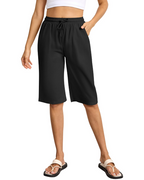 Emily Women's Bermuda Shorts – Cotton Drawstring Long Shorts with Pockets for Summer
