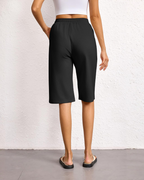 Emily Women's Bermuda Shorts – Cotton Drawstring Long Shorts with Pockets for Summer