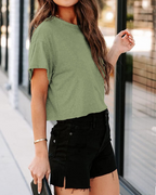 Talia Women's Cropped Oversized Top – Cut-Out Shoulder Athletic Gym Tee