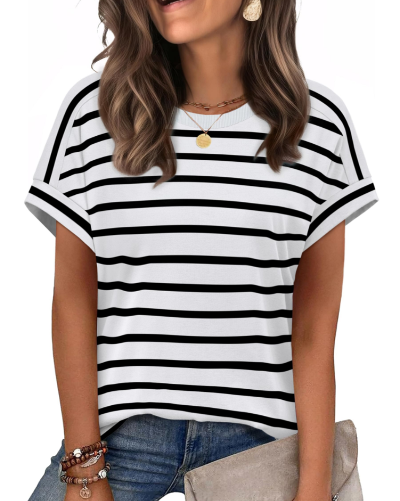 Lily Women's Cap Sleeve Top – Crew Neck Lightweight T-Shirt for Spring and Summer