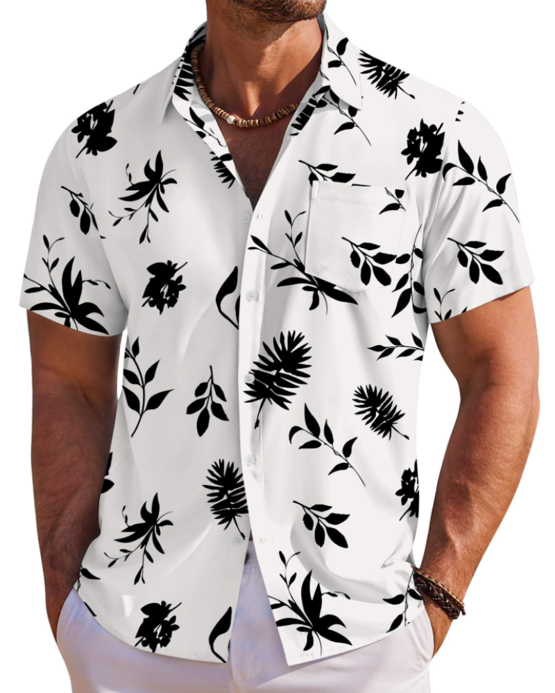 Jake Men's Hawaiian Shirt – Tropical Button Down Shirt with Chest Pocket for Summer