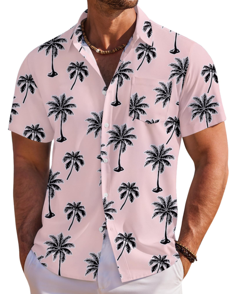 Jake Men's Hawaiian Shirt – Tropical Button Down Shirt with Chest Pocket for Summer