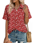 Charlotte Women's Cotton Linen Blouse – V-Neck Button Down Shirt for Work and Vacation