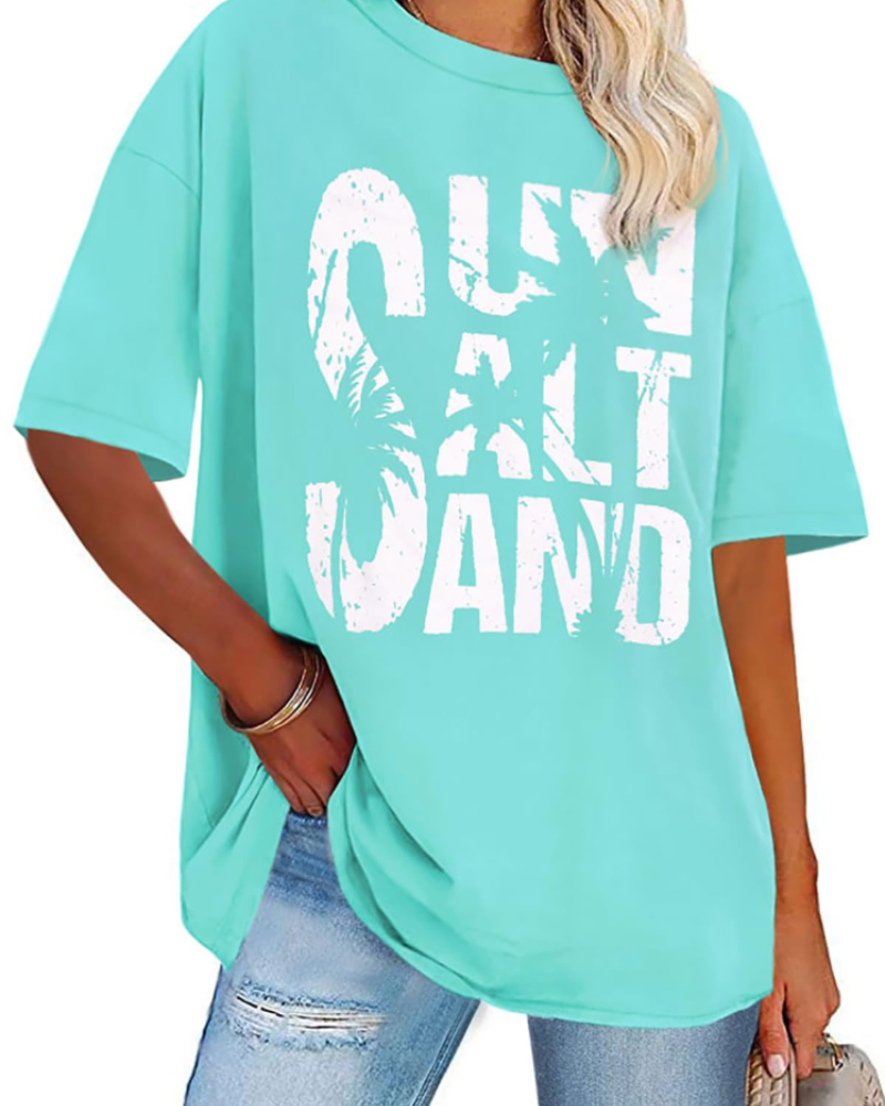 Mia Women's Oversized Graphic T-Shirt – Crew Neck Loose Fit Tee for Streetwear