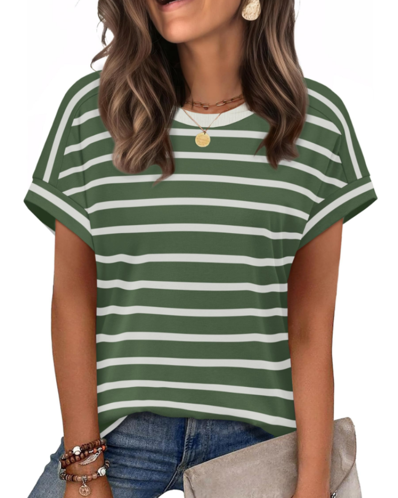 Lily Women's Cap Sleeve Top – Crew Neck Lightweight T-Shirt for Spring and Summer