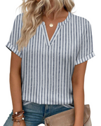 Emily Women's V-Neck Blouse – Rolled Sleeve Tunic Top for Work and Summer Outfits