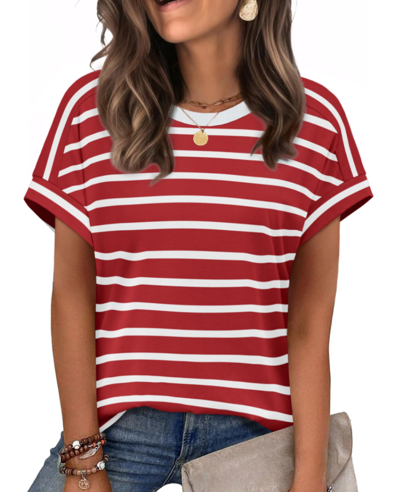 Lily Women's Cap Sleeve Top – Crew Neck Lightweight T-Shirt for Spring and Summer