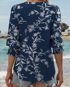 Gabrielle Women’s V-Neck Blouse – 3/4 Sleeve Ruched Cuff Smart Casual Top