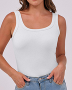 Grace Women's Ribbed Tank Top – Scoop Neck Slim Fit Sleeveless Top for Layering
