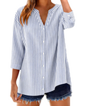 Sophie Women's Cotton Button Down Blouse – V-Neck 3/4 Sleeve Shirt for Work