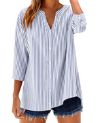 Sophie Women's Cotton Button Down Blouse – V-Neck 3/4 Sleeve Shirt for Work