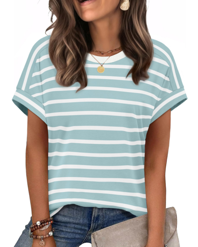 Lily Women's Cap Sleeve Top – Crew Neck Lightweight T-Shirt for Spring and Summer