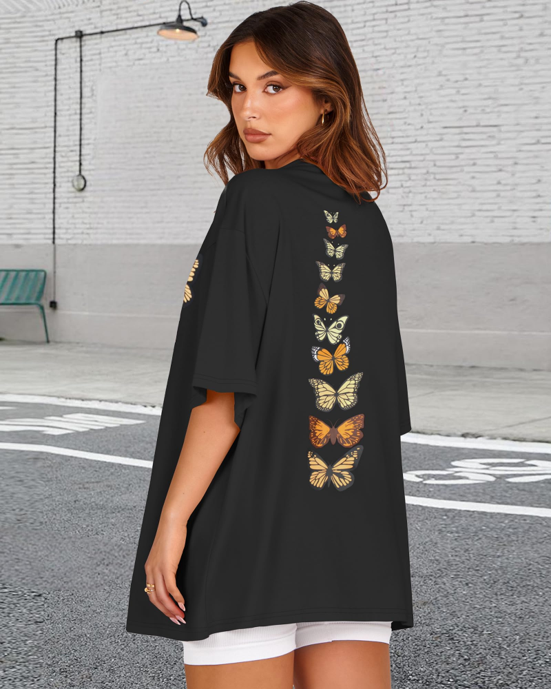 Mia Women's Oversized Graphic T-Shirt – Crew Neck Loose Fit Tee for Streetwear