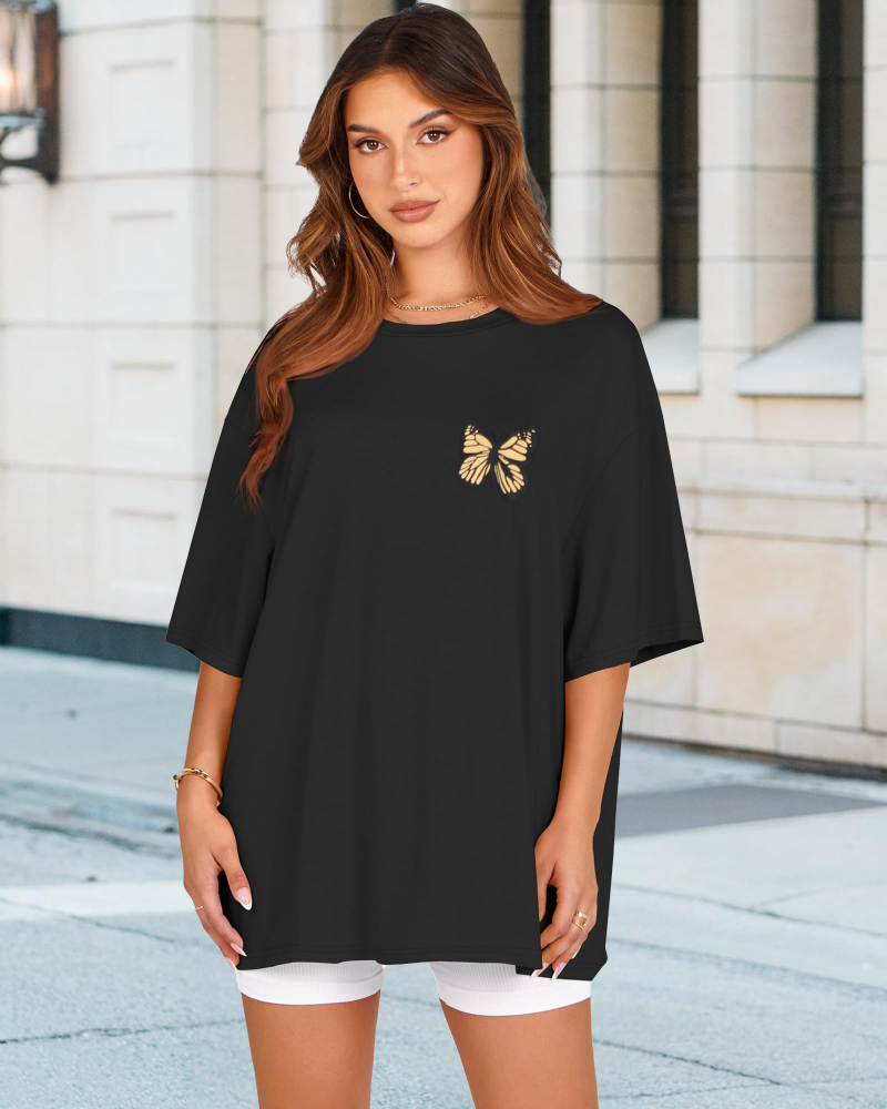 Mia Women's Oversized Graphic T-Shirt – Crew Neck Loose Fit Tee for Streetwear