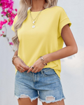 Ava Women's Cap Sleeve T-Shirt – Crew Neck Relaxed Fit Top for Work and Travel