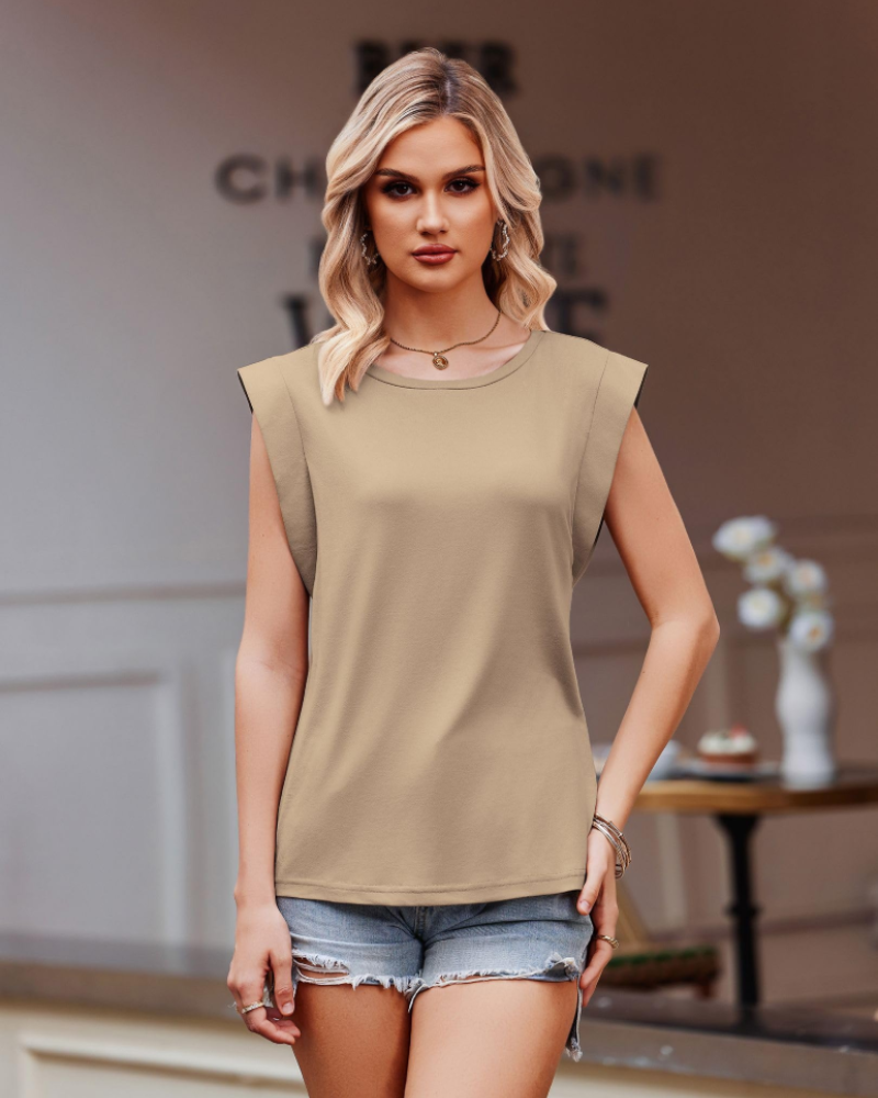 Chloe Women’s Sleeveless Tank Top – Crew Neck Relaxed Fit Casual Basic Summer Top