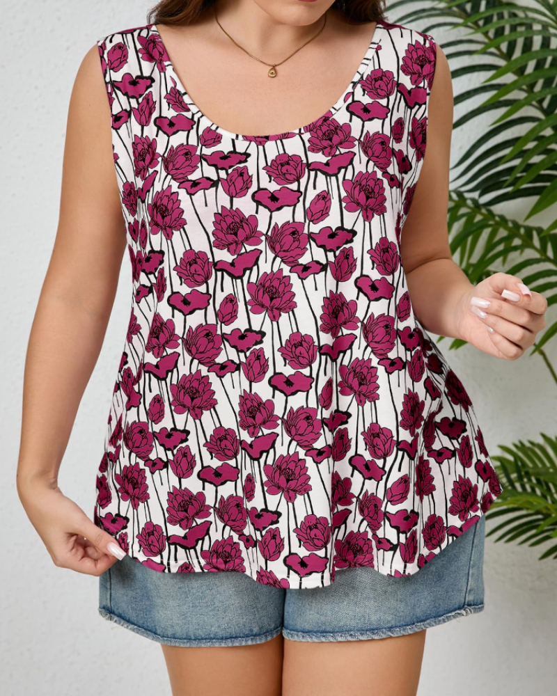 Harper Women's Plus Size Tank Top – Scoop Neck High-Low Sleeveless Top for Summer