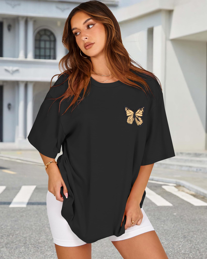 Mia Women's Oversized Graphic T-Shirt – Crew Neck Loose Fit Tee for Streetwear