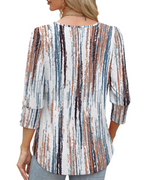 Bella Women’s Button Blouse – 3/4 Sleeve Crew Neck Relaxed Fit Casual Top