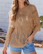 Madison Women's Crochet Knit Top – Off Shoulder Beach Cover Up for Resort Wear