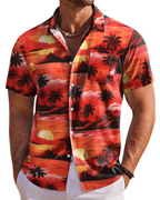 Jake Men's Hawaiian Shirt – Tropical Button Down Shirt with Chest Pocket for Summer