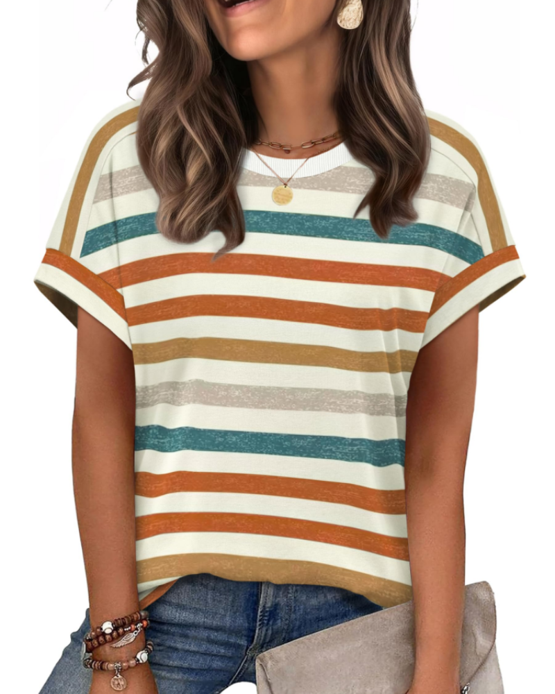 Lily Women's Cap Sleeve Top – Crew Neck Lightweight T-Shirt for Spring and Summer
