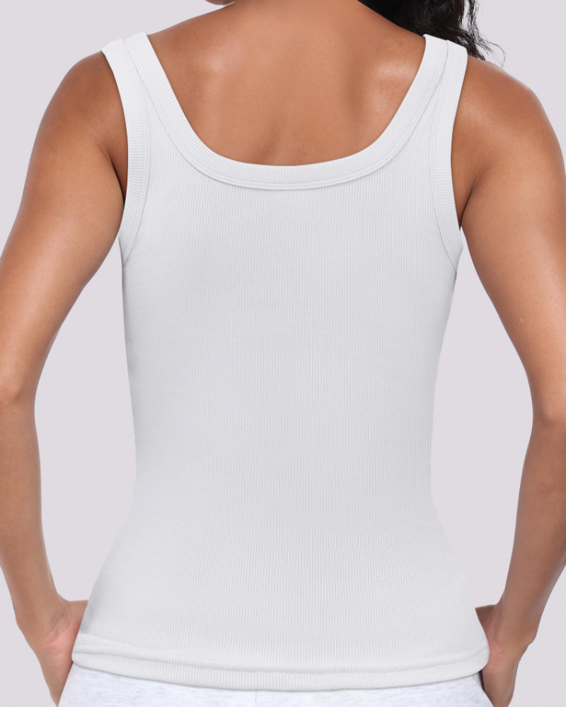 Grace Women's Ribbed Tank Top – Scoop Neck Slim Fit Sleeveless Top for Layering